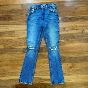 Abercrombie & Fitch “The 90’s Skinny High Rise” Jeans, Distress Med Blue, sz 27